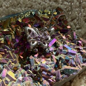 Amethyst Sterling Silver Butterfly Pendant Necklace